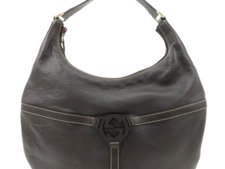 GUCCI Interlocking G Leather Shoulder Bag Dark Brown 253338 Cheap