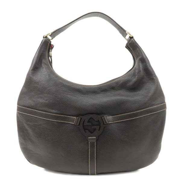 GUCCI Interlocking G Leather Shoulder Bag Dark Brown 253338 Cheap