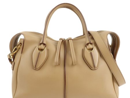 TOD S D Styling Leather 2Way Shoulder Bag Hand Bag Beige Sale