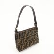 FENDI Zucca Canvas Leather Shoulder Bag Brown Black 26810 For Cheap