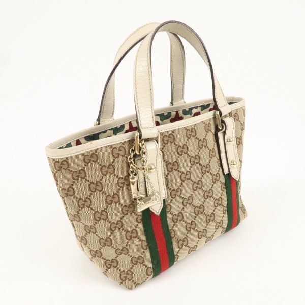 GUCCI GG Canvas Leather Hand Bag Mini Tote Beige Ivory 139261 Hot on Sale