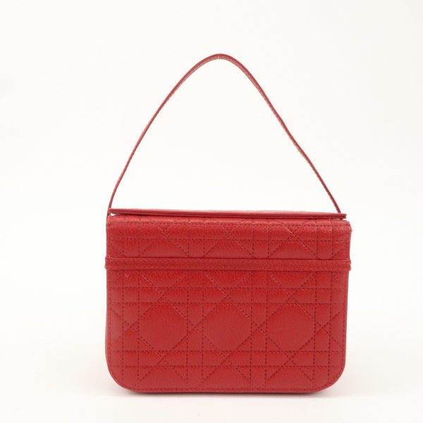 Christian Dior Leather Cannage Vanity Bag Hand Bag Red on Sale