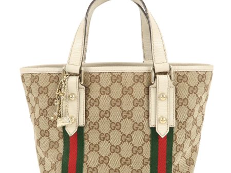 GUCCI GG Canvas Leather Hand Bag Mini Tote Beige Ivory 139261 Hot on Sale