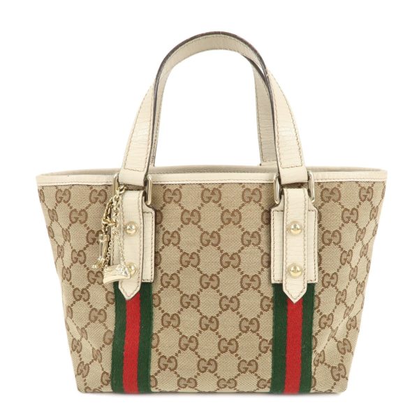 GUCCI GG Canvas Leather Hand Bag Mini Tote Beige Ivory 139261 Hot on Sale