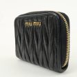 MIU MIU Matelasse Leather Round Zipper Coin Purse Black For Sale