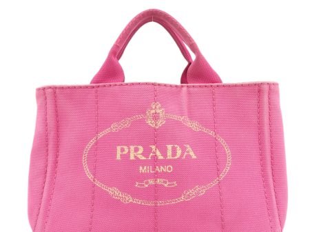 PRADA Logo Canapa Mini Canvas Hand Bag Tote Bag Pink 1BG439 Online Hot Sale