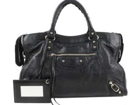 BALENCIAGA Leather The City Hand Bag Black 115748 Fashion