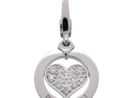 BVLGARI Tondo Heart Charm Pendant Top Pave Diamond  K18 White Gold Online Hot Sale