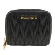 MIU MIU Matelasse Leather Round Zipper Coin Purse Black For Sale