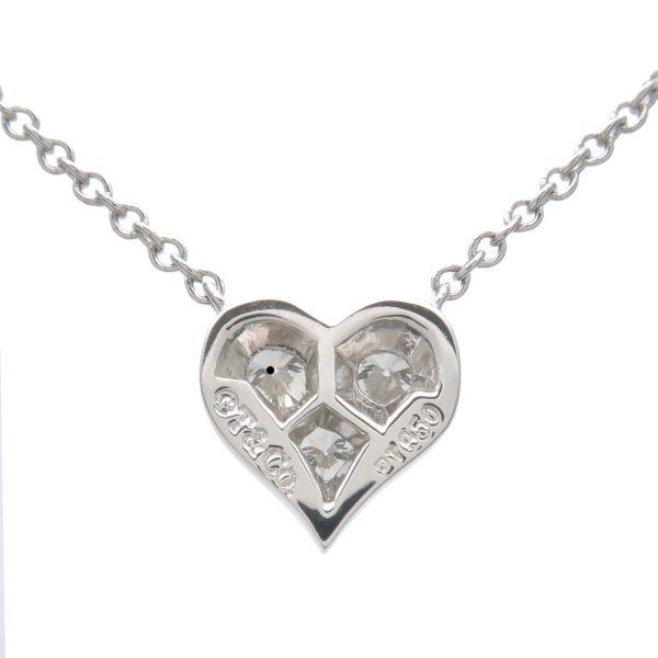 Tiffany&Co. Sentimental Heart 3P Diamond Necklace PT950 Platinum Fashion