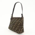 FENDI Zucca Canvas Leather Shoulder Bag Brown Black 26810 For Cheap