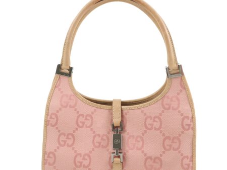 GUCCI Jackie Jumbo GG Canvas Leather Hand Bag Pink Beige 002.1068 Cheap