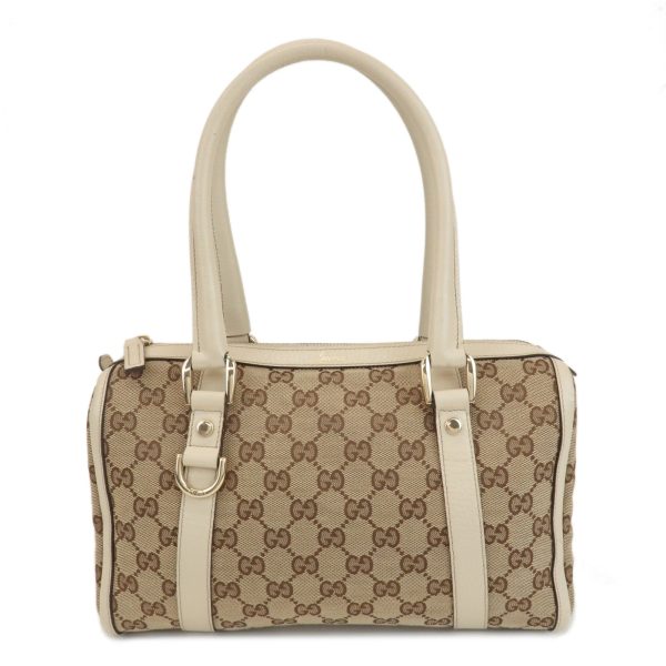 GUCCI Abbey GG Canvas Leather Hand Bag Beige Ivory 130942 Online Hot Sale