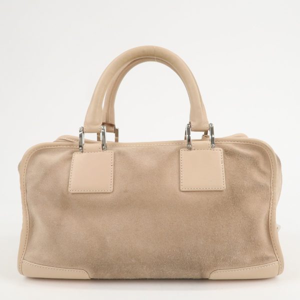 LOEWE Anagram Suede Leather Amazona 28 Hand Bag Pink Beige Online now