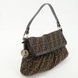 FENDI Zucca Canvas Leather Shoulder Bag Brown Black 8BR436 Fashion