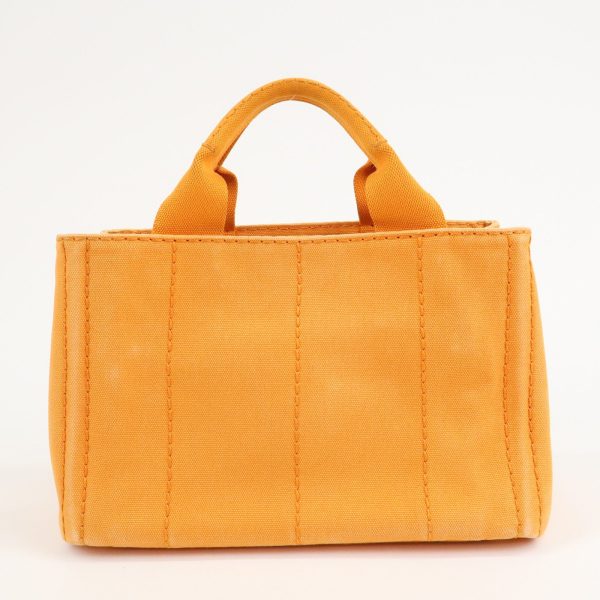 PRADA Logo Canapa Mini Canvas Tote Bag Hand Bag Orange BN2439 Sale