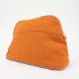 HERMES Canvas Leather Bolide Pouch MM Cosmetic Pouch Orange Sale