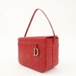 Christian Dior Leather Cannage Vanity Bag Hand Bag Red on Sale