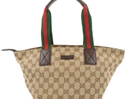 GUCCI Sherry GG Canvas Leather Tote Bag Beige Brown 131228 For Discount