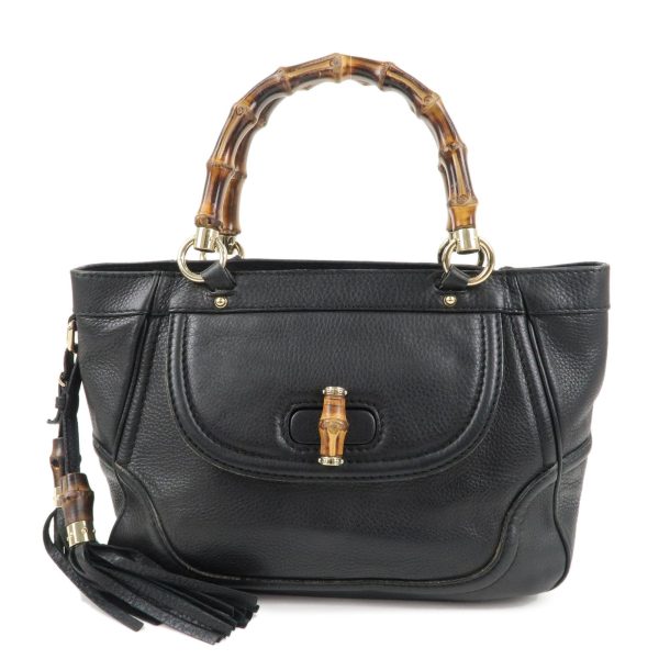 GUCCI Bamboo Leather Tote Bag Hand Bag Black 246879 Online