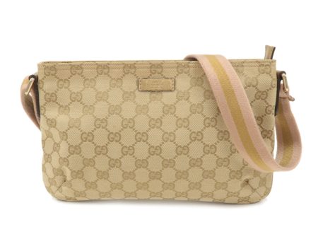 GUCCI GG Canvas Leather Shoulder Bag Purse Beige Gold 189749 Hot on Sale