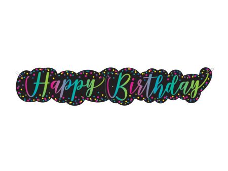 Neon Script Happy Birthday Giant Jointed Banner, 4.5 ft Online Sale