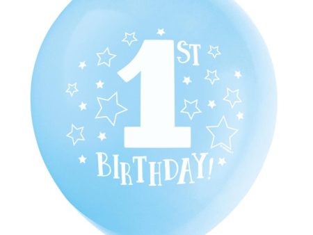 Stars Blue 1st Birthday 12  Latex Balloons, 8ct Fashion