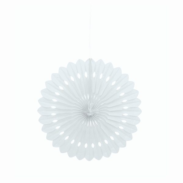 White Solid 16  Tissue Paper Fan Online Hot Sale