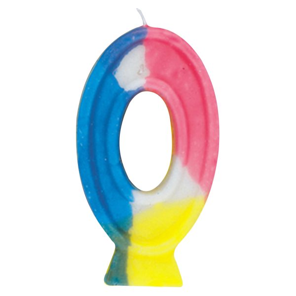 Number 0 Rainbow Birthday Candle Online now