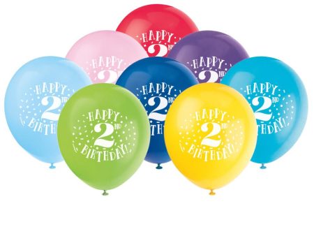 Fun Happy 2nd Birthday 12  Latex Balloons, 8ct Discount