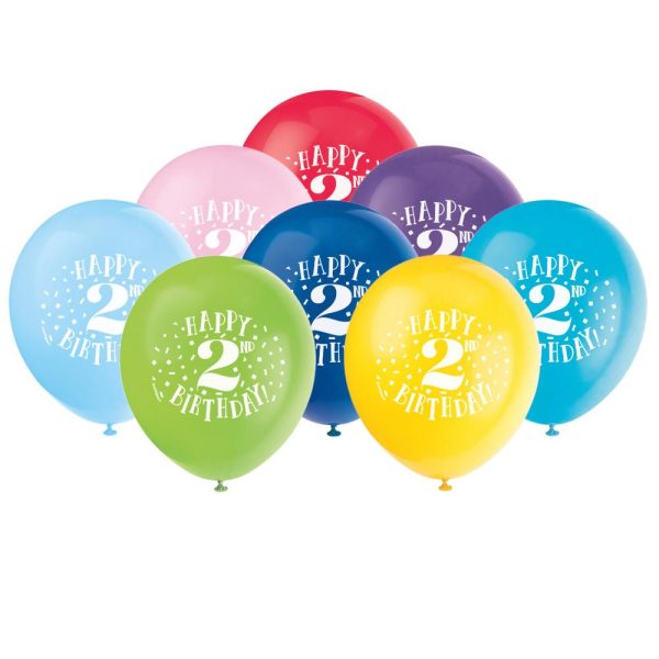 Fun Happy 2nd Birthday 12  Latex Balloons, 8ct Discount