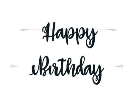 Black Script  Happy Birthday  Banner, 7ft Online Sale