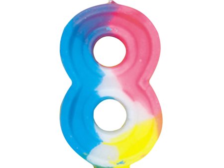 Number 8 Rainbow Birthday Candle Cheap