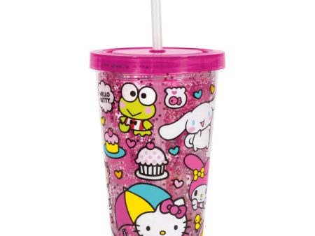 Hello Kitty and Friends Reusable 16oz Insulated Plastic Tumbler with Straw For Discount