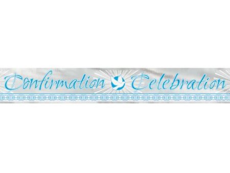 Foil Blue Radiant Cross  Confirmation  Banner, 12 ft Online Sale