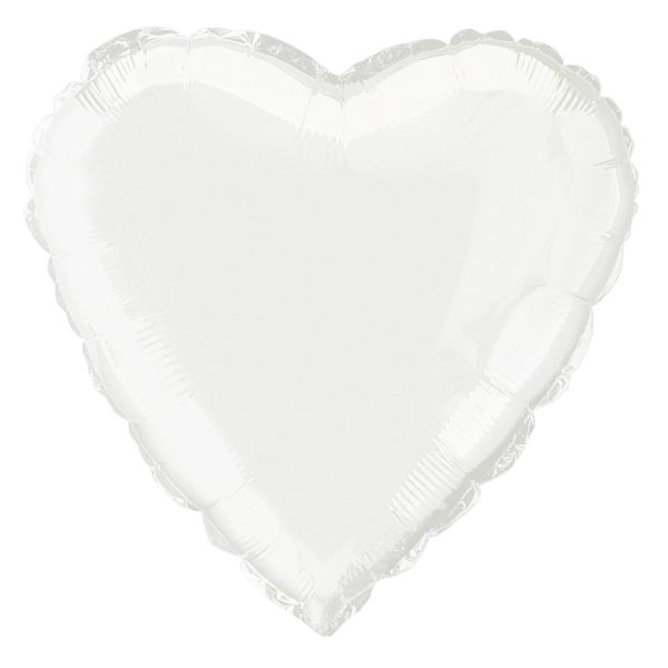 White Solid Heart Foil Balloon 18 , Bulk Online Sale