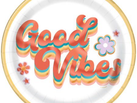 Rainbow Roller Skate  Good Vibes  Round 9  Dinner Plates, 8ct - Foil Board Online