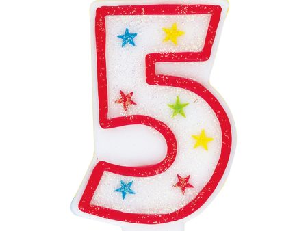 Number 5 Glitter Birthday Candle with Cake Decoration Cheap