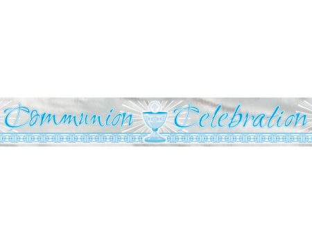 Foil Blue Radiant Cross  Communion  Banner, 12 ft Online Sale