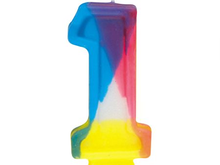 Number 1 Rainbow Birthday Candle Supply