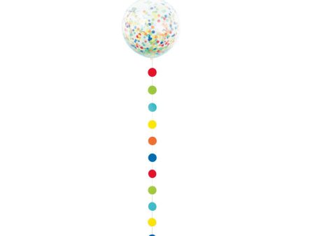 Clear Giant Balloon with Rainbow Confetti and Dots Tassel, 24  For Discount