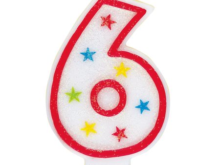 Number 6 Glitter Birthday Candle with Cake Decoration Online