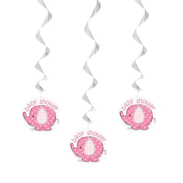 Umbrellaphants Pink Hanging Swirl Decorations, 26 , 3ct Fashion