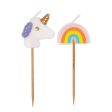 Unicorn & Rainbow Pick Birthday Candles - Assorted, 6ct For Cheap