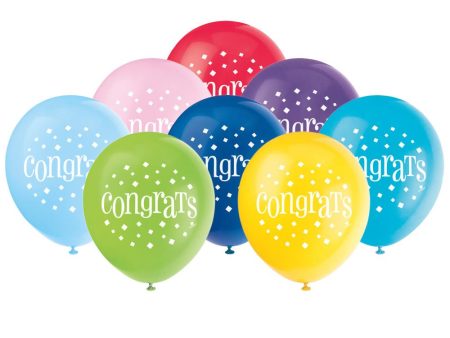 Congratulations 12  Latex Balloons, 8ct on Sale