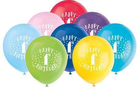 Fun Happy 1st Birthday 12  Latex Balloons, 8ct Cheap