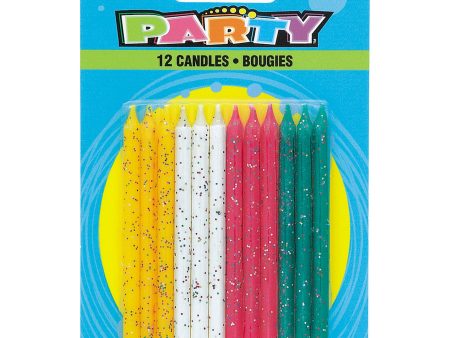 Multicolor Glitter Birthday Candles, 12ct Fashion