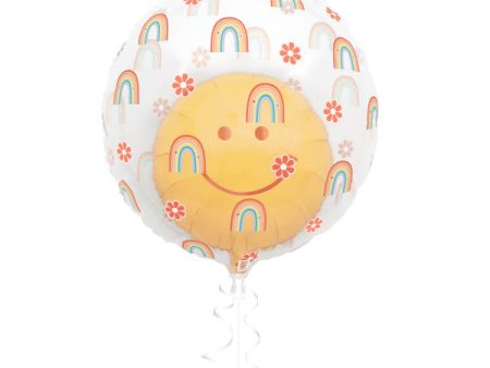 Clear Rainbow & Happy Face Double Stuffed Balloon 18 , Packaged Online