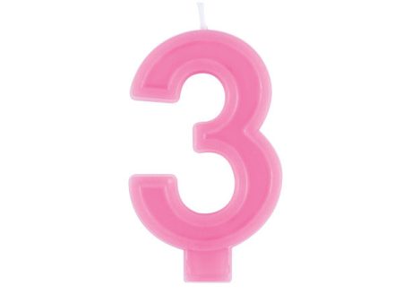 Raised Border Number 3 Birthday Candle Cheap