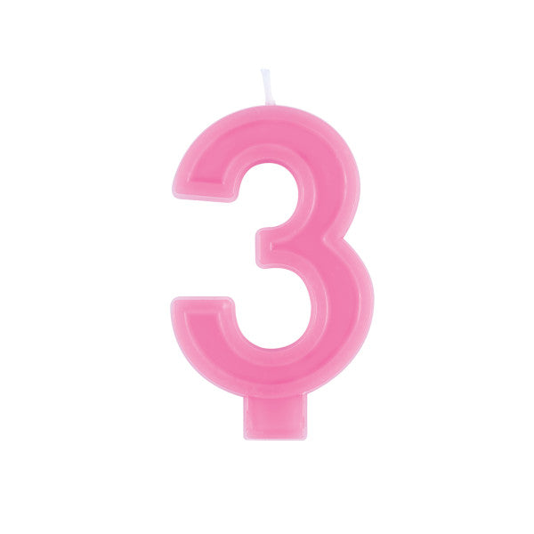 Raised Border Number 3 Birthday Candle Cheap